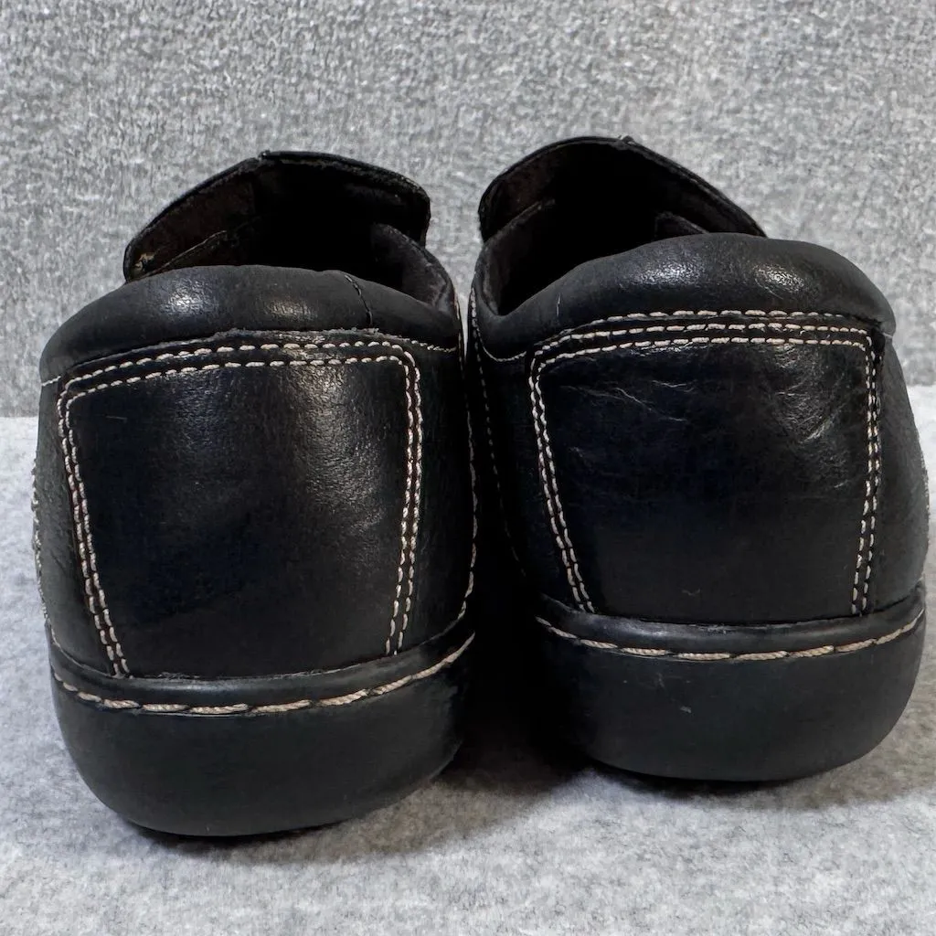 Clarks Women's Black Leather Slip-On Comfort Shoes Size 10M Casual - Image 2