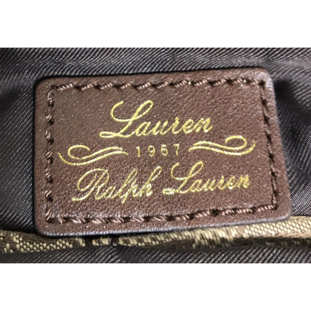 Lauren Womens Brown Tan Vintage RL Logo Purse Tote - Image 9