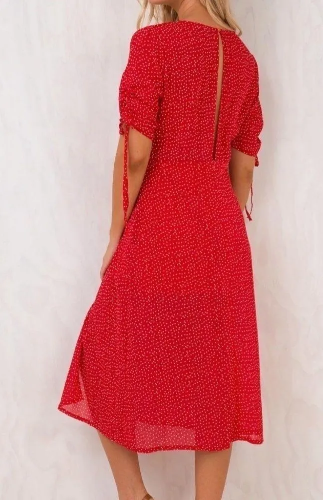 Polka Dot Midi Dress Red Size 6 - Image 5