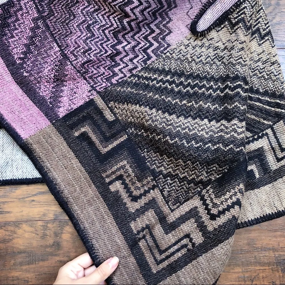 Missoni • Zigzag Wool Scarf Cape vest poncho Italian luxury designer pink tan - Image 5