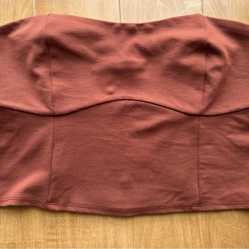 a new day Ponte Tube Top, Brown, Strapless Sweetheart Crop Top, Size Large - Image 7