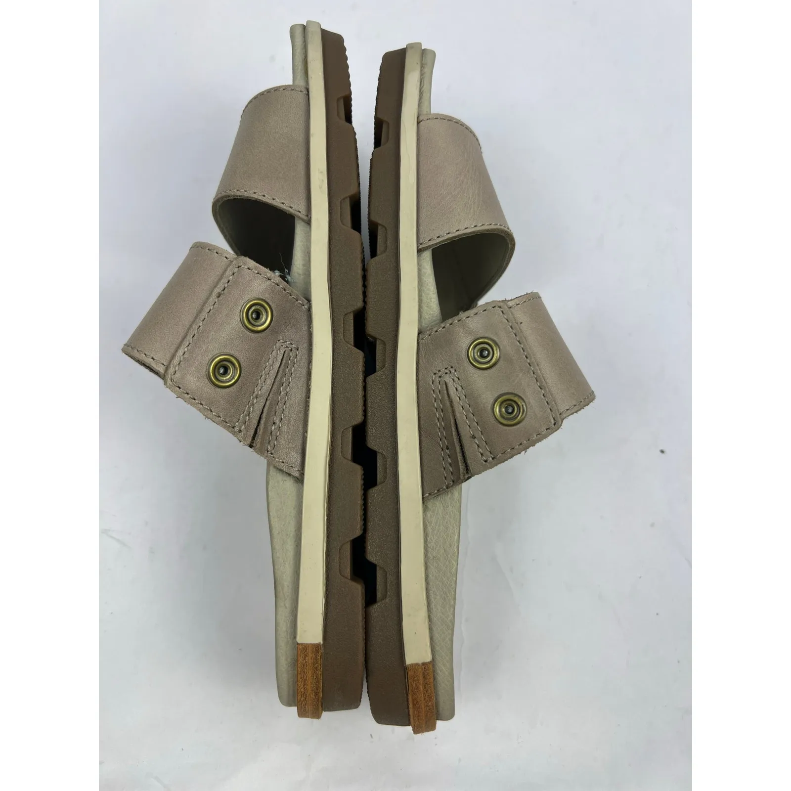 Sorel, NL2937-005 Torpeda Slide Leather Slides, Taupe, Slip-On Comfort Sandals - Image 13