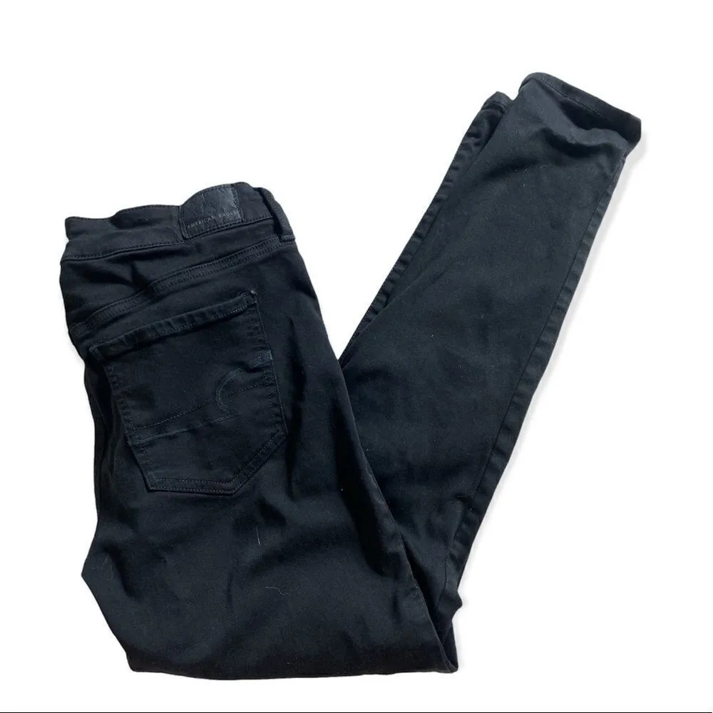 American Eagle SZ 10 Next level stretch distressed black jeans - Image 2