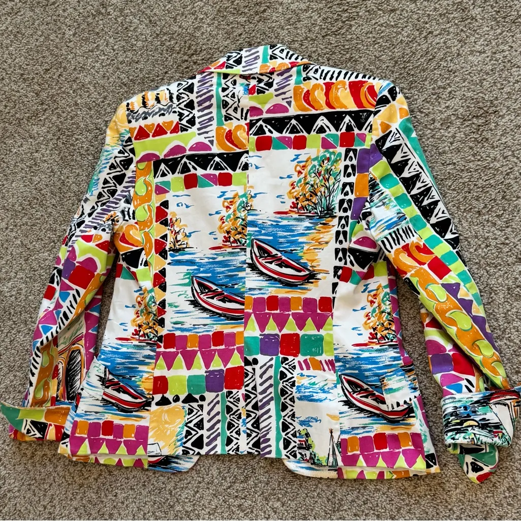 Harvé Benard Art to Wear Vintage-Inspired Elsbeth Blazer Petite 2P Bold Print - Image 7