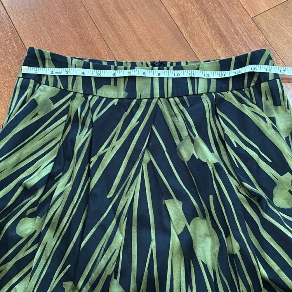 Kenneth Cole Reaction Pleated A-Line Skirt Women Black Green Floral Zip Up sz 8 - Image 7