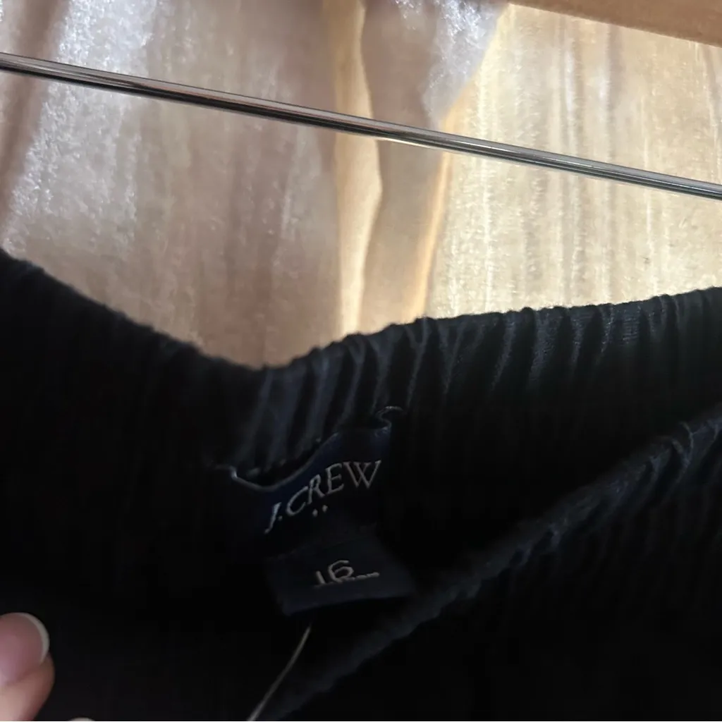 J. Crew Linen Cotton Blend Drawstring Pants Black Pull On Elastic NWT‎ Size 16 - Image 6
