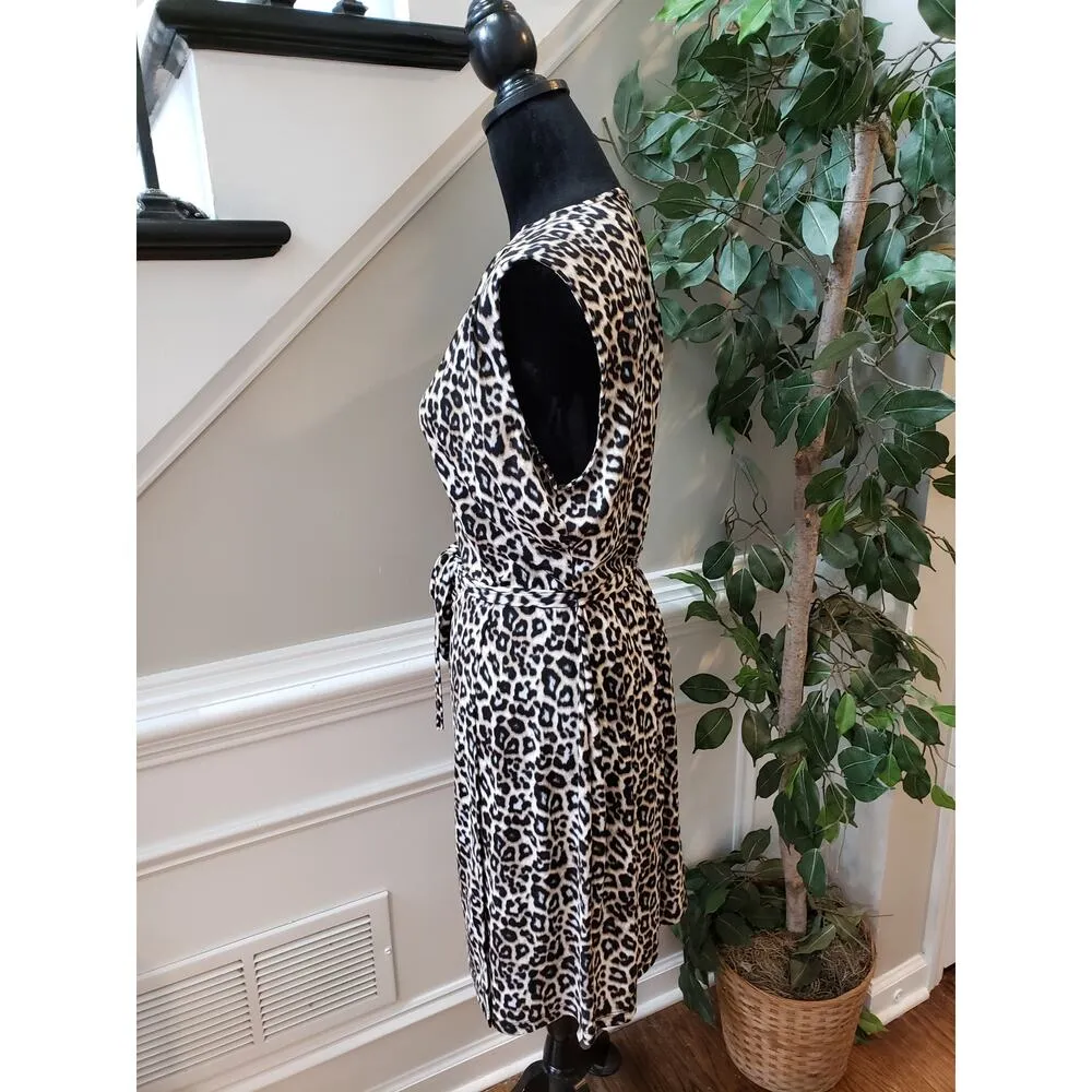 Apt. 9 Dress Women's XL Multi Leopard Print Tie Waist Sleeveless V Neck - Image 4