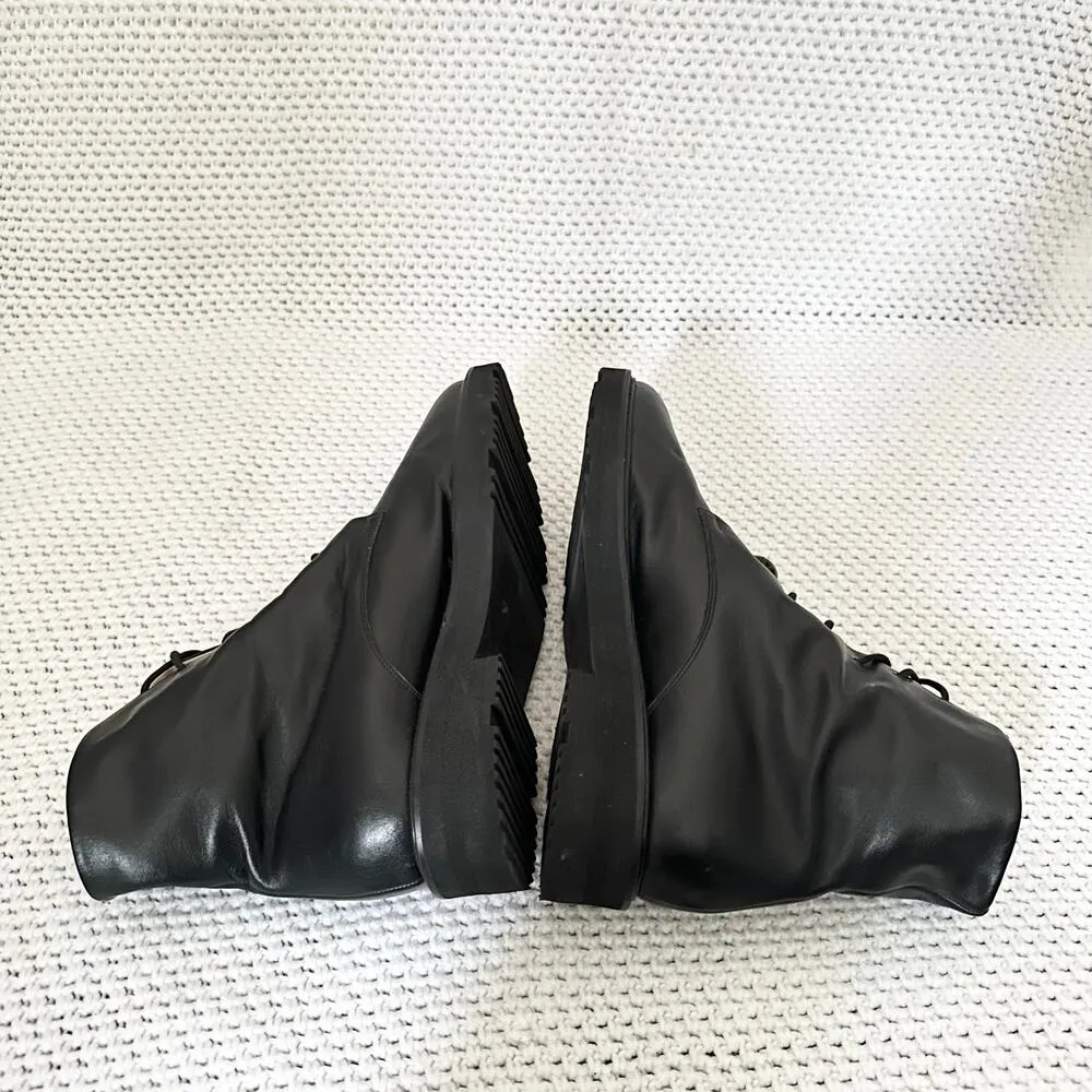 Dear Frances Black Leather Park Combat Lace Up Bead Accent Boots Women 40 US 10 Size 9 - Image 4