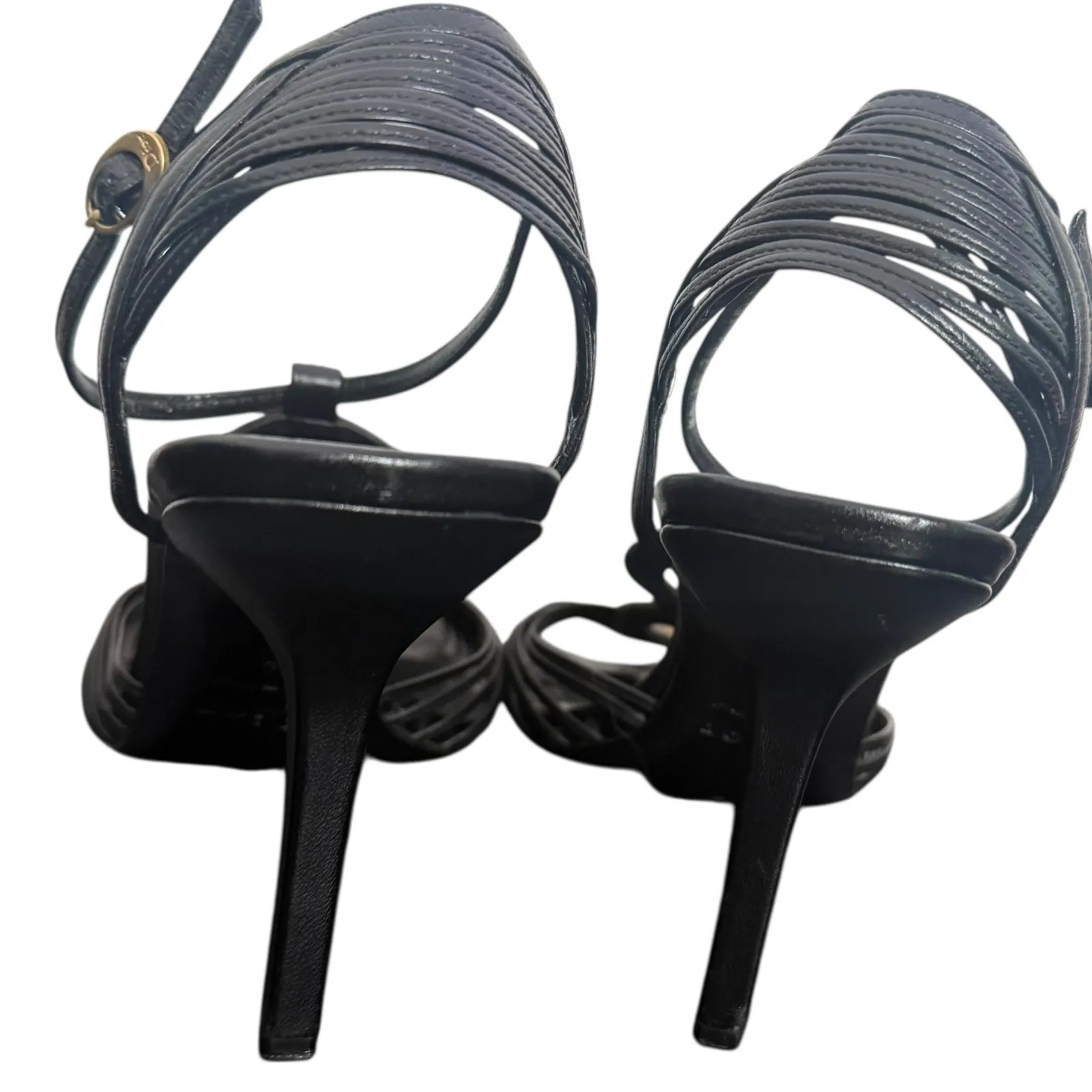 Dior Christian  Black Strappy Open Toe Sandal Heels Size 40 Studs Ankle Strap‎ - Image 8