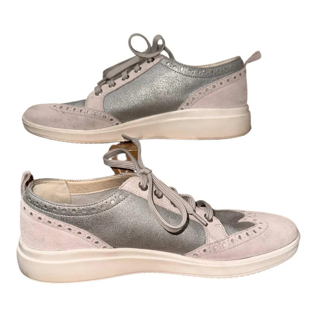 GEOX Respira Women’s Metallic Silver and Gray Wingtip Sneaker Size 10.5/EU 41 - Image 2