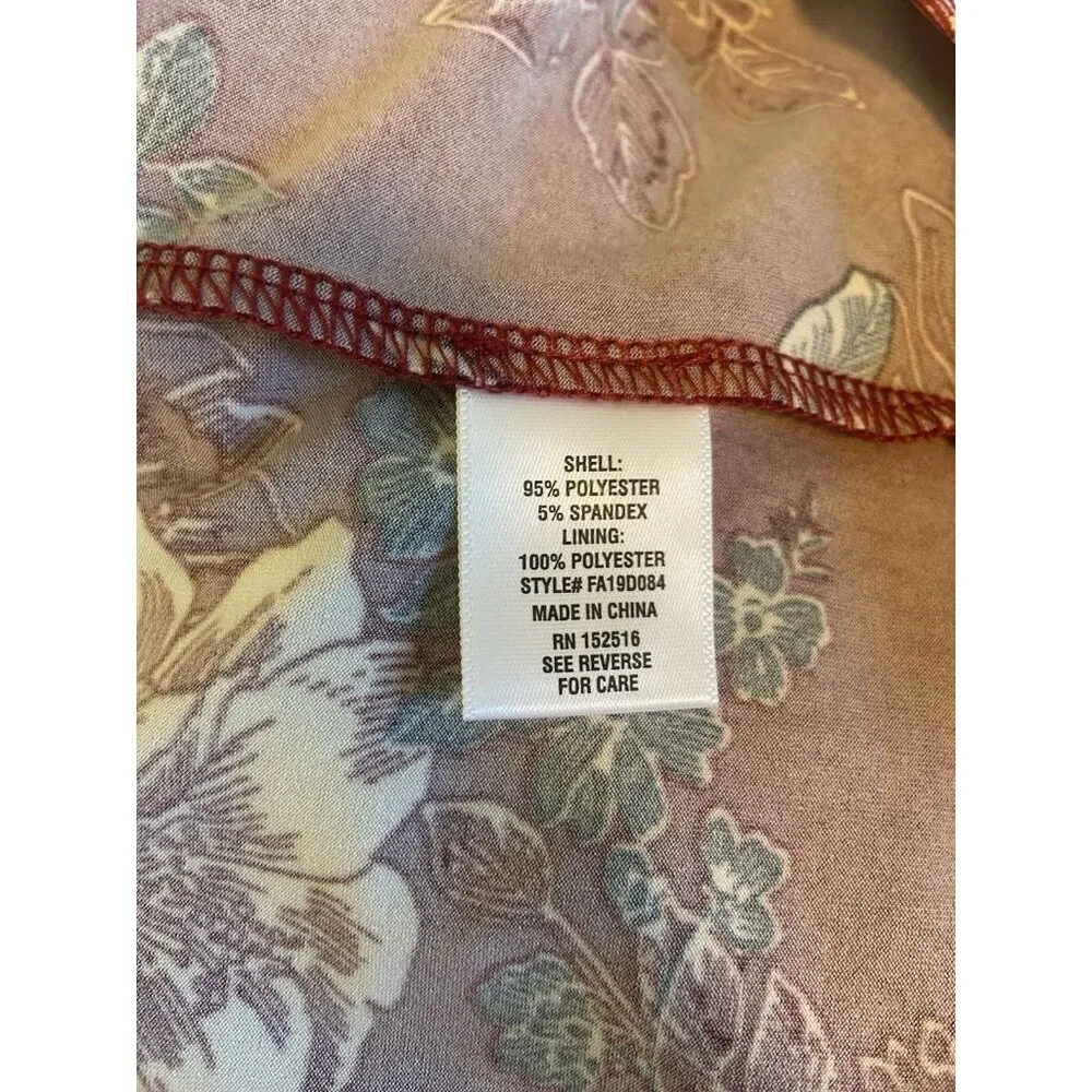 Meri Skye Dress‎ 4X Plus Sleeveless Sheath Burgundy Floral Midi Stretch Office Red - Image 6