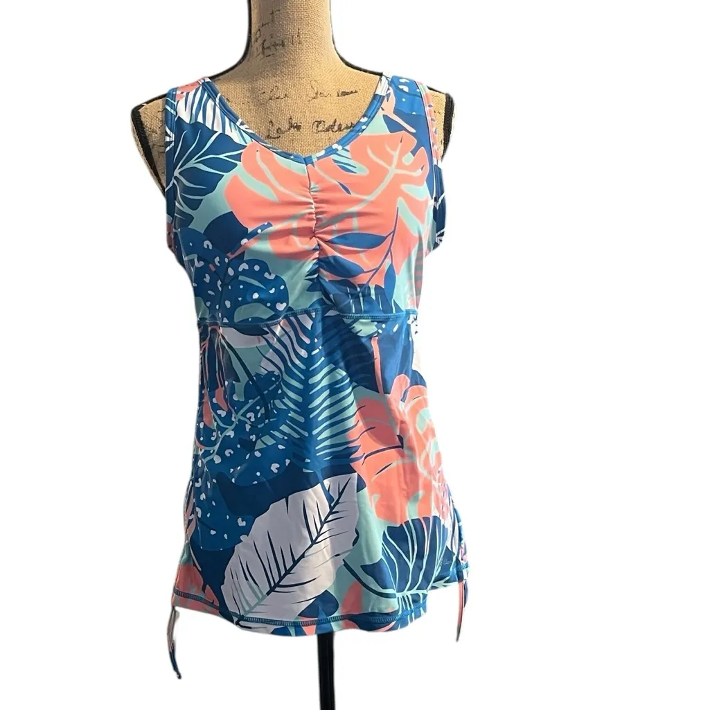 UV Skinz Tropical Pink and Blue Swim Top with UV Protection Size L - Image 3