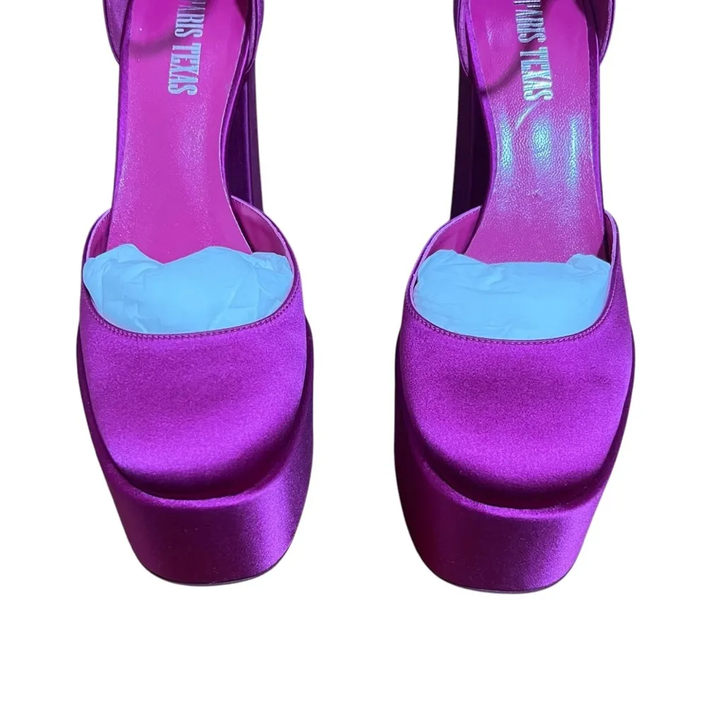 NEW NIB  Dalilah Satin Platform Pumps In Fuchsia - Image 5