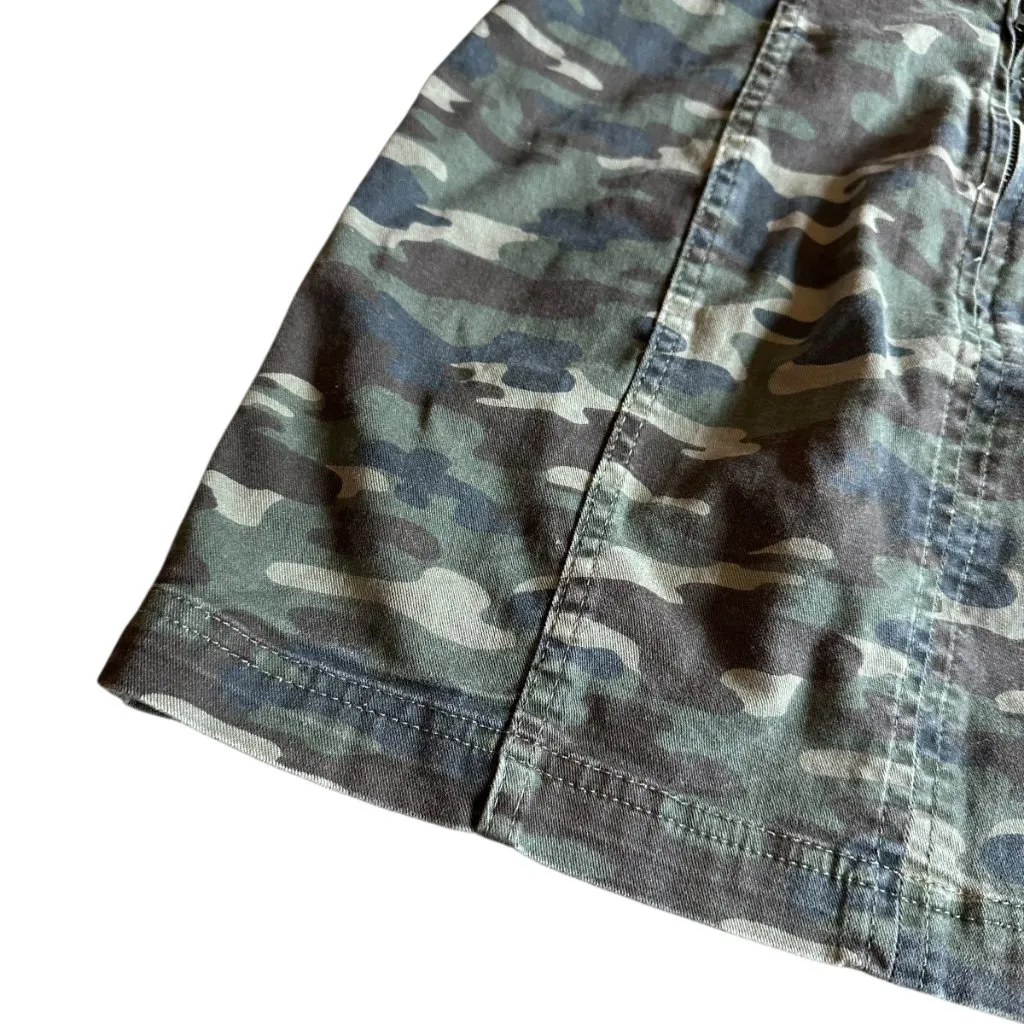 Free People Camo Print Mini Skirt Casual Streetwear Fall Cotton Size 8 Women's - Image 7