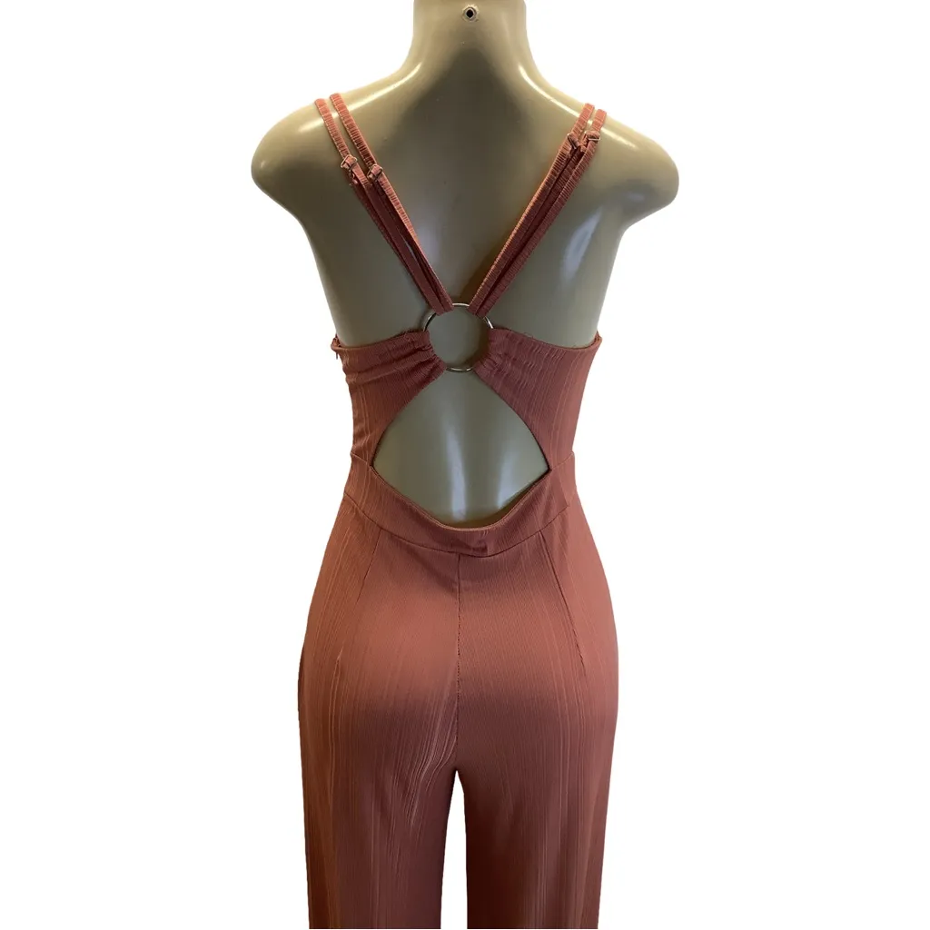 Revamped Size Medium Coral Ribbed One Piece Pantsuit. Preloved - Image 5