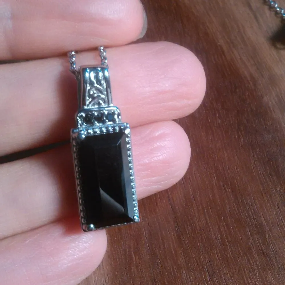 Thai Black Spinel Stainless Steel Necklace - Image 5