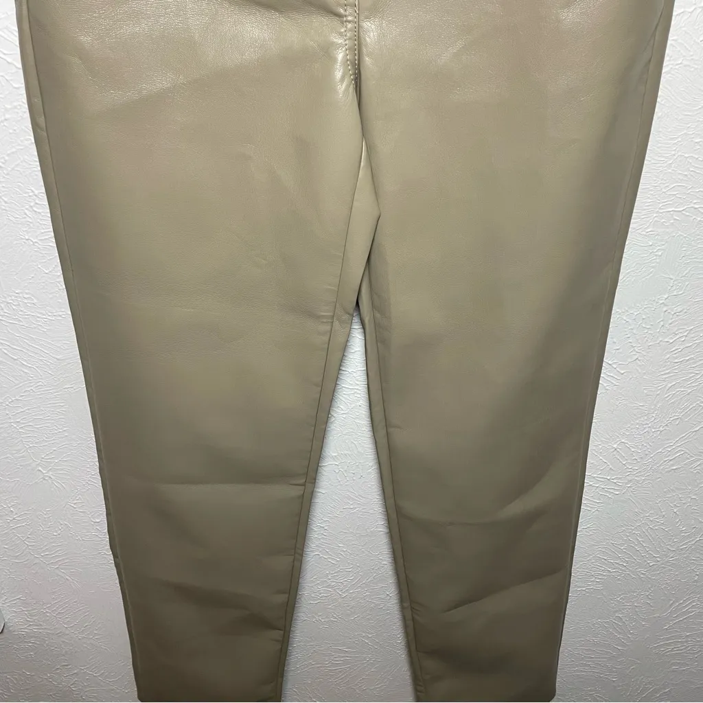 Wilfred Vegan Leather Pants | Size 8 Taupe Beige | Aritzia Chic Fall Winter - Image 6