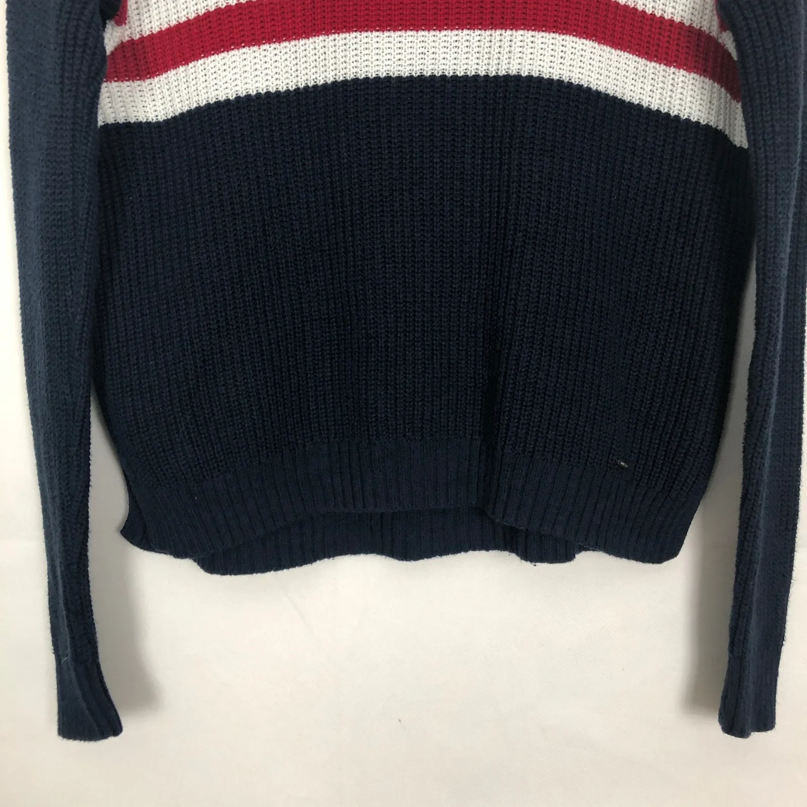 Hollister Dark Academia Preppy School College Chic Oversized Coastal Sweater XS Blue - Image 4