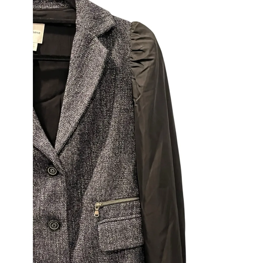 Maeve Anthropologie Mixed Media Relaxed Jacket Blazer Size 2 Women's Black - Image 3