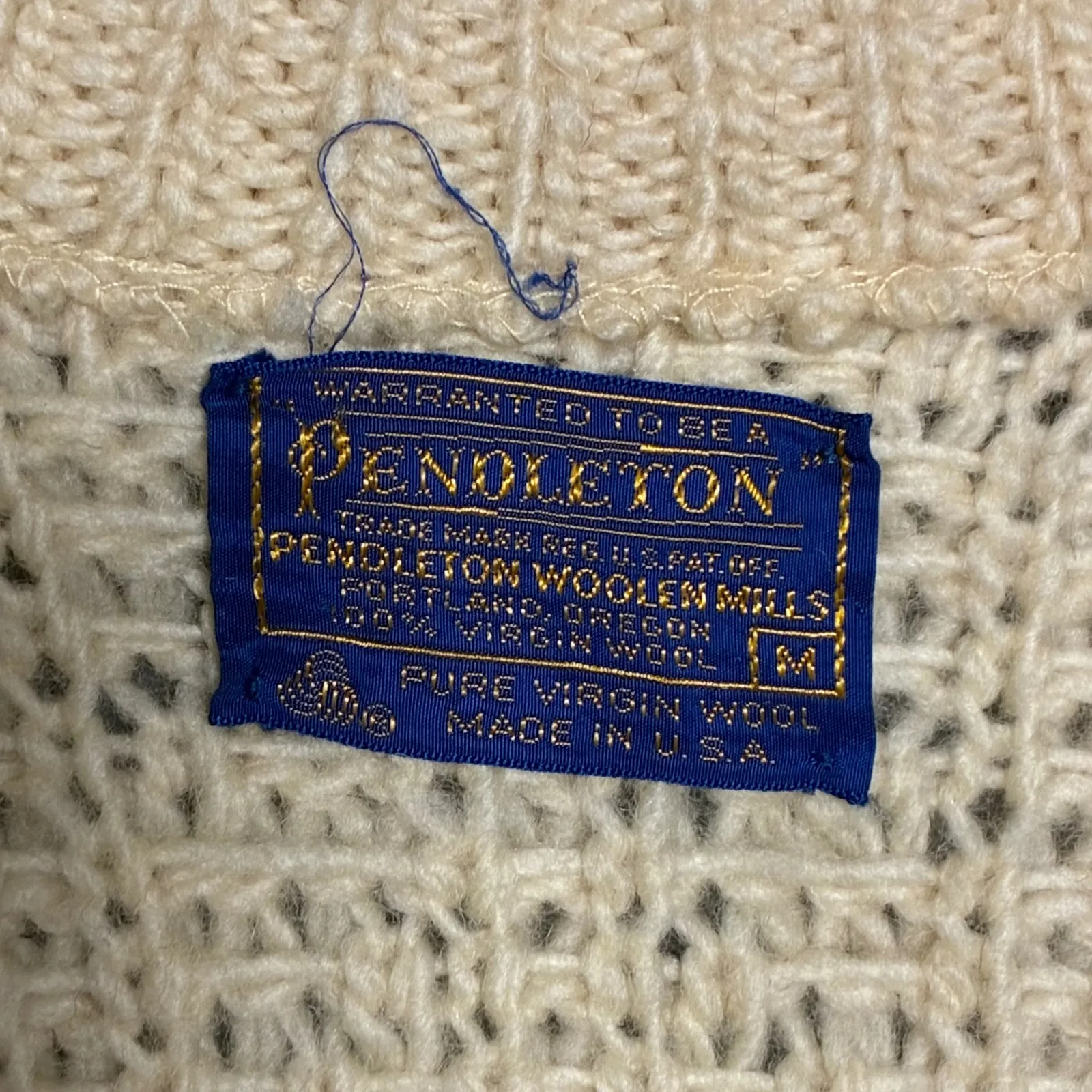 VTG Pendleton Virgin Wool Cable Knit Cardigan Sweater Women's M Cream USA - Image 8