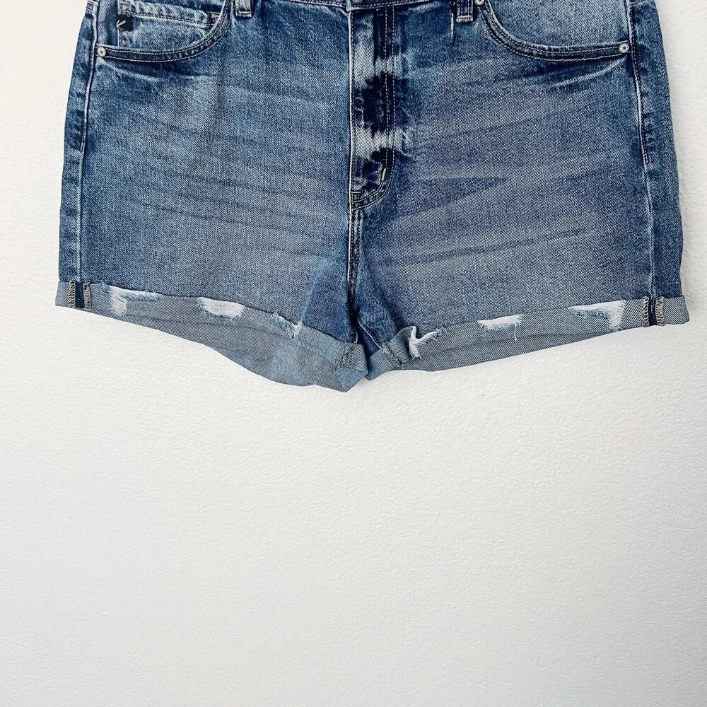 [KanCan] Jacey High Rise Cuffed Hem Denim Shorts Distressed 100% Cotton Size 31 Blue - Image 8