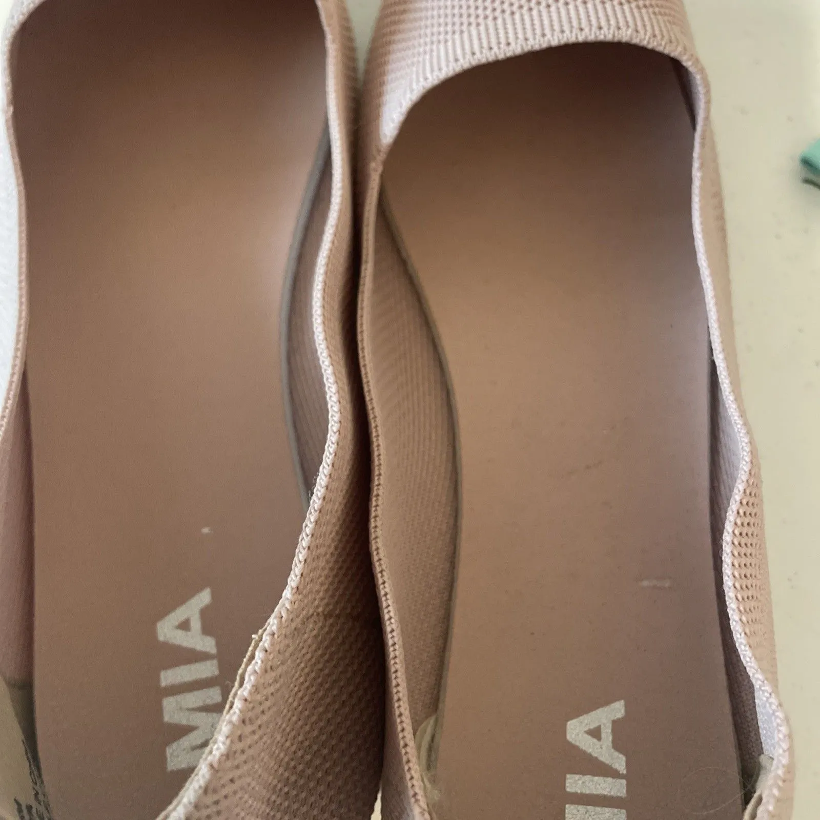 MIA Lixya Ballet Flats Women 9.5 Blush Knit Fabric Stretch Pointed Toe Slip on - Image 12
