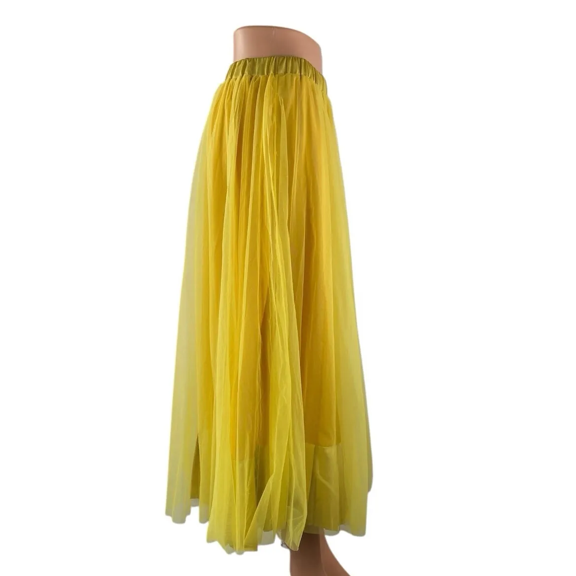 NEW Stylewe Women's Yellow Mesh Tulle High Waisted Midi A - Image 2
