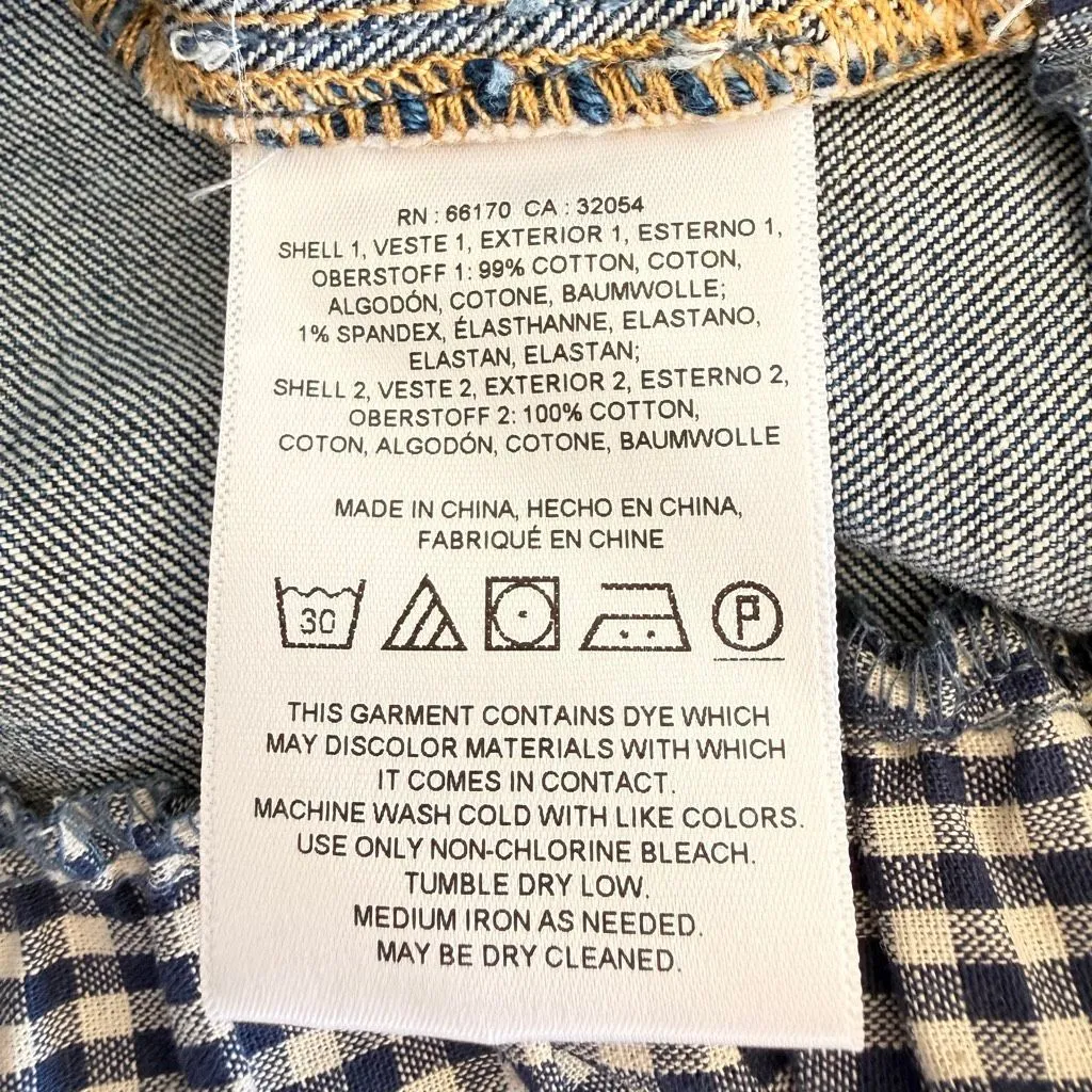 Anthropologie Pilcro & the Letterpress Ruffled Eyelet Gingham Jean Jacket SZ S # - Image 8