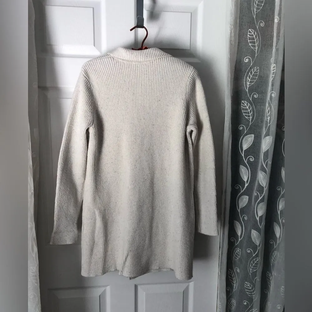 J. Jill Speckled Knit Cotton Silk blend Button Up Cardigan Sweater women size S White - Image 8