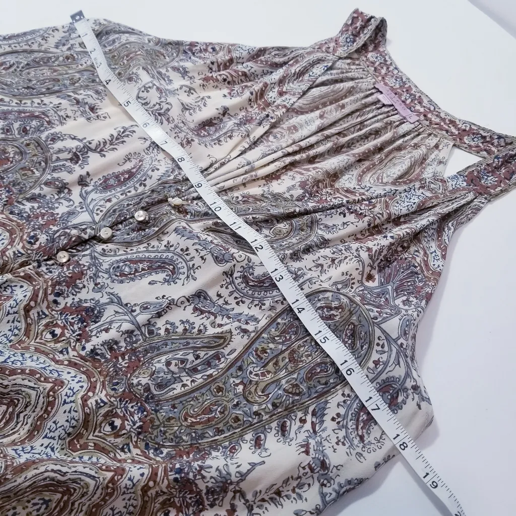 CALYPSO St. Bart Women's Paisley Tasseled Jumpsuit Silk Blend Sleeveless - Image 5