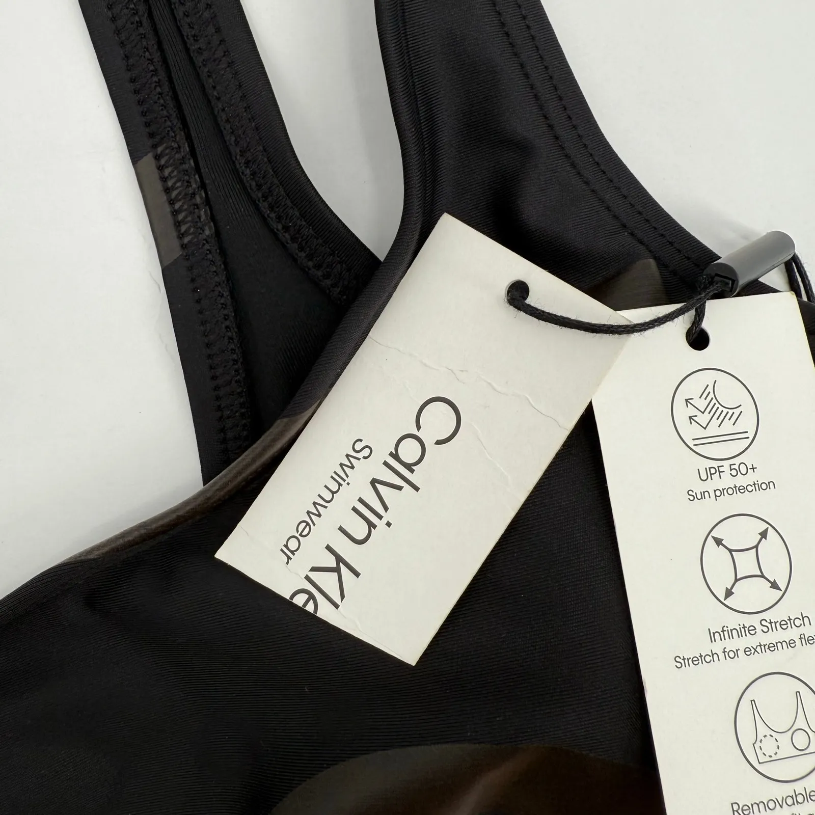 Calvin Klein Bikini Top SZ Medium NWT Sporty Logo Black Athleisure Swim Athletic - Image 7