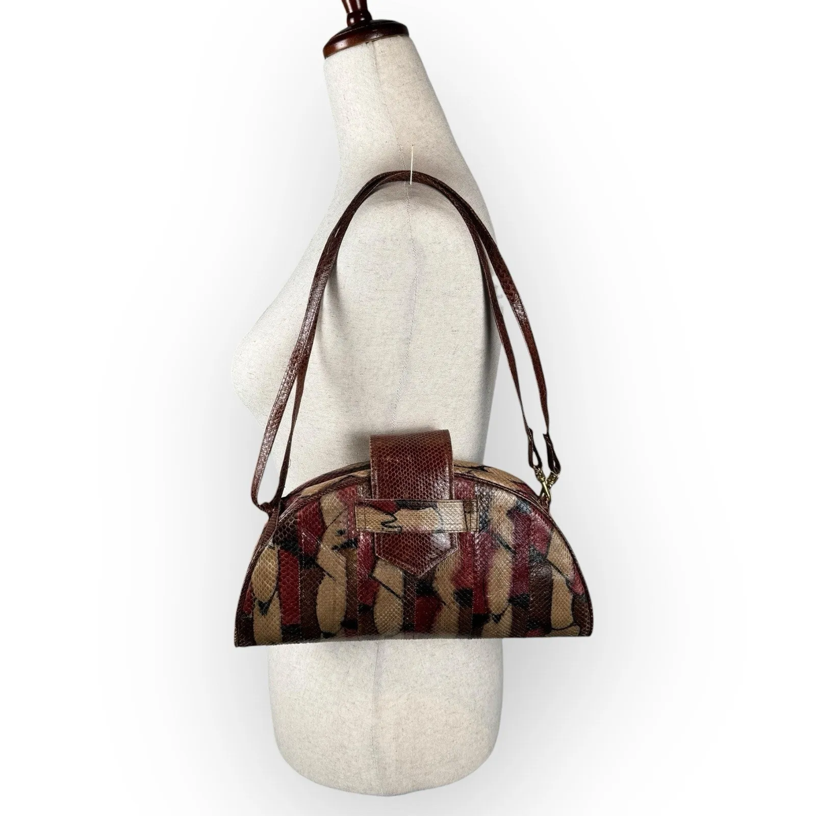 Vintage Snakeskin Purse Brown - Image 2