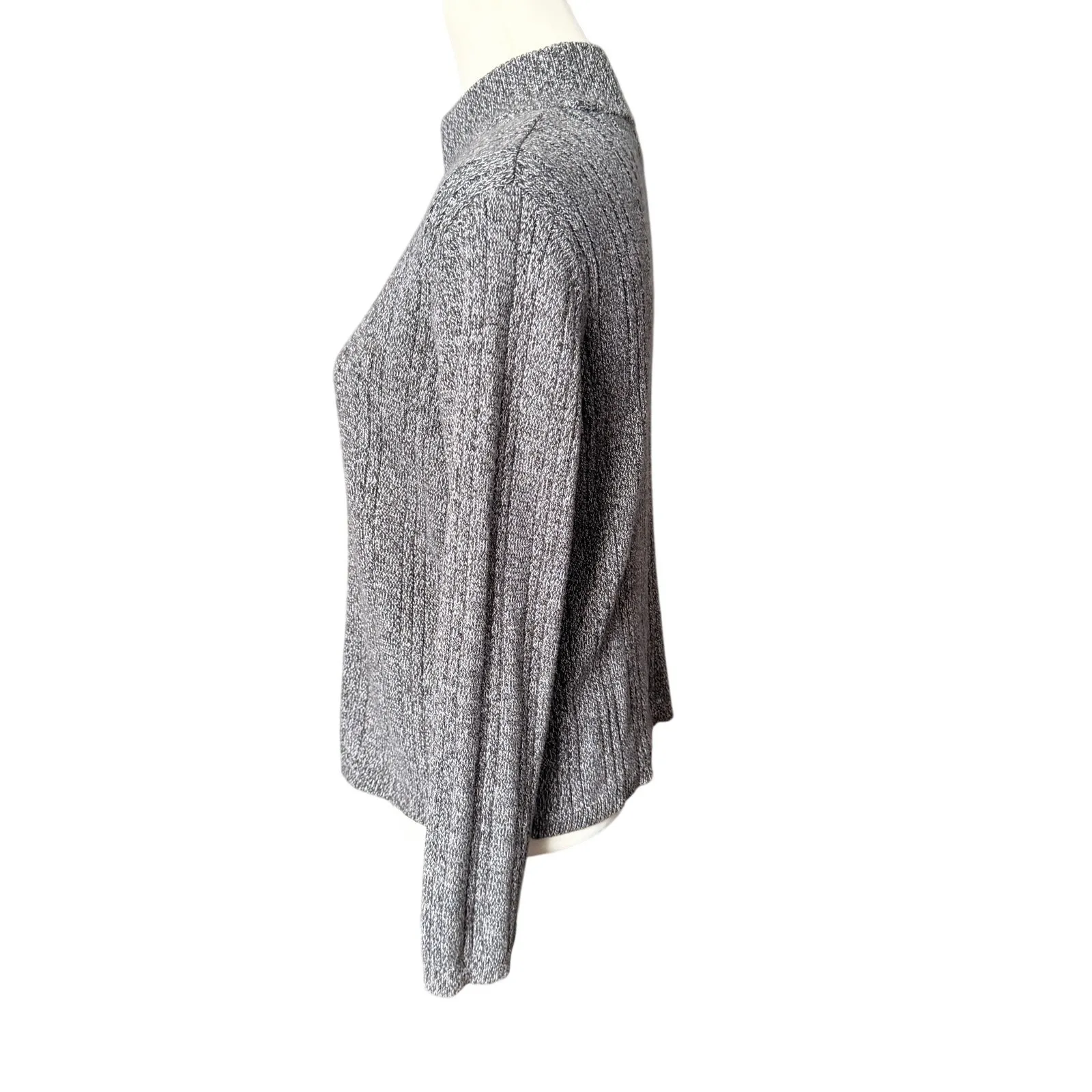 Hasting & Smith Mock Neck Sweater Black Gray White Size Large - Image 4