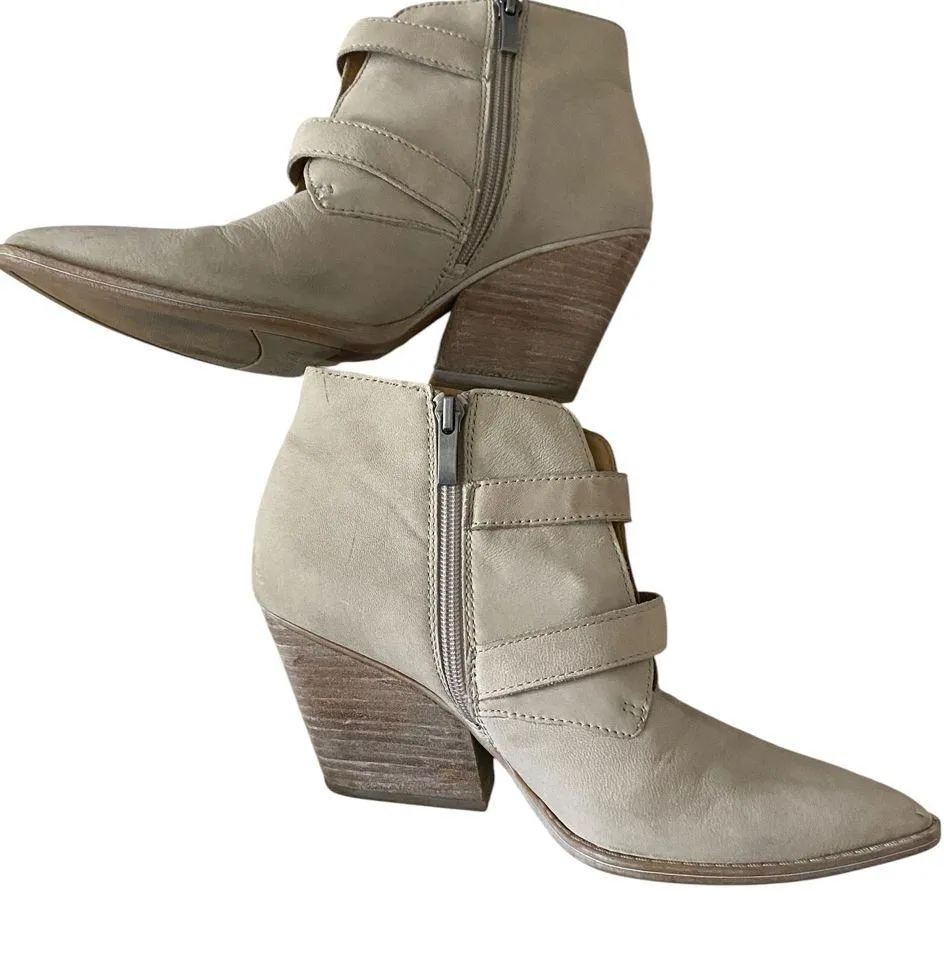 Franco Sarto Tan Granton Ankle Boots with Buckle Detail Suede Leather Block Heel - Image 5