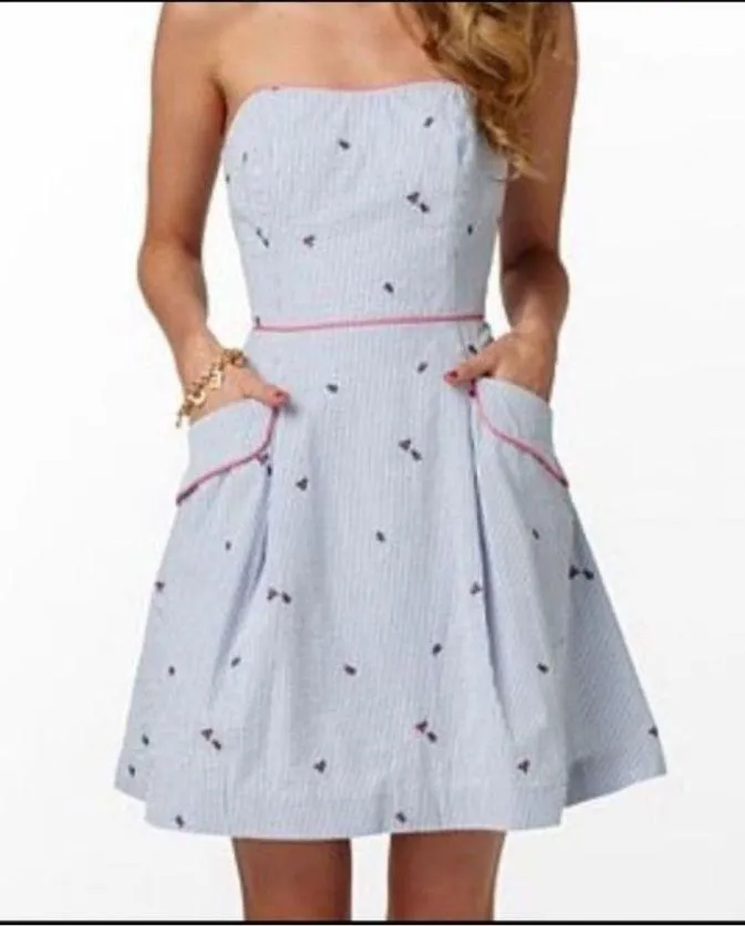 Lilly Pulitzer Blossom Dress Sweet Little Lady Seersucker Striped Size 10 - Image 4