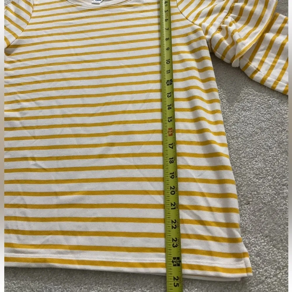 Old Navy Yellow and White Striped Pullover Sweatshirt - Medium #B2•4 - Image 7