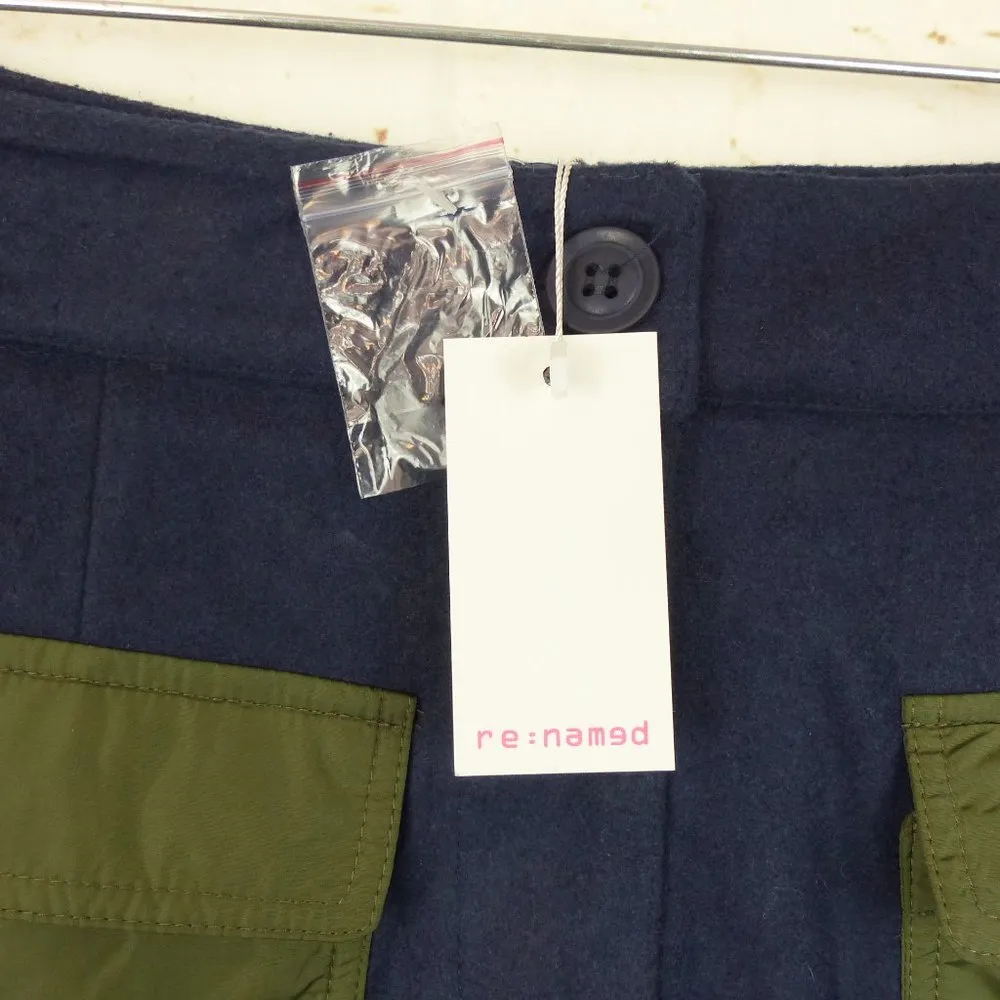 Re:Named Skirt Womens M Navy Blue Felt Mini Patch Pockets Army Utility Gorpcore - Image 3