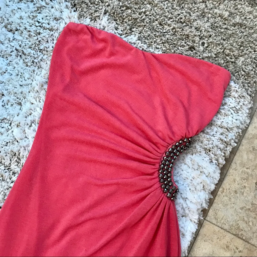 Y2k Codigo strapless body con dress w/ side cut out Sz Small Coral? Party Hoco Pink - Image 2