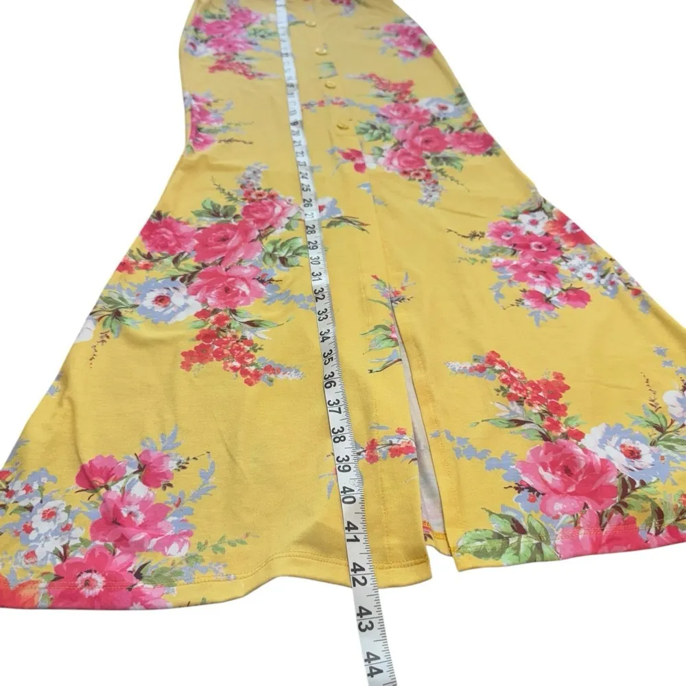 Asos Womens Floral Yellow Long Skirt Size 4 / 26" Waist Button-down - Image 8