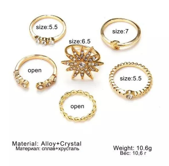 Boutique gold moon rings set - Image 2