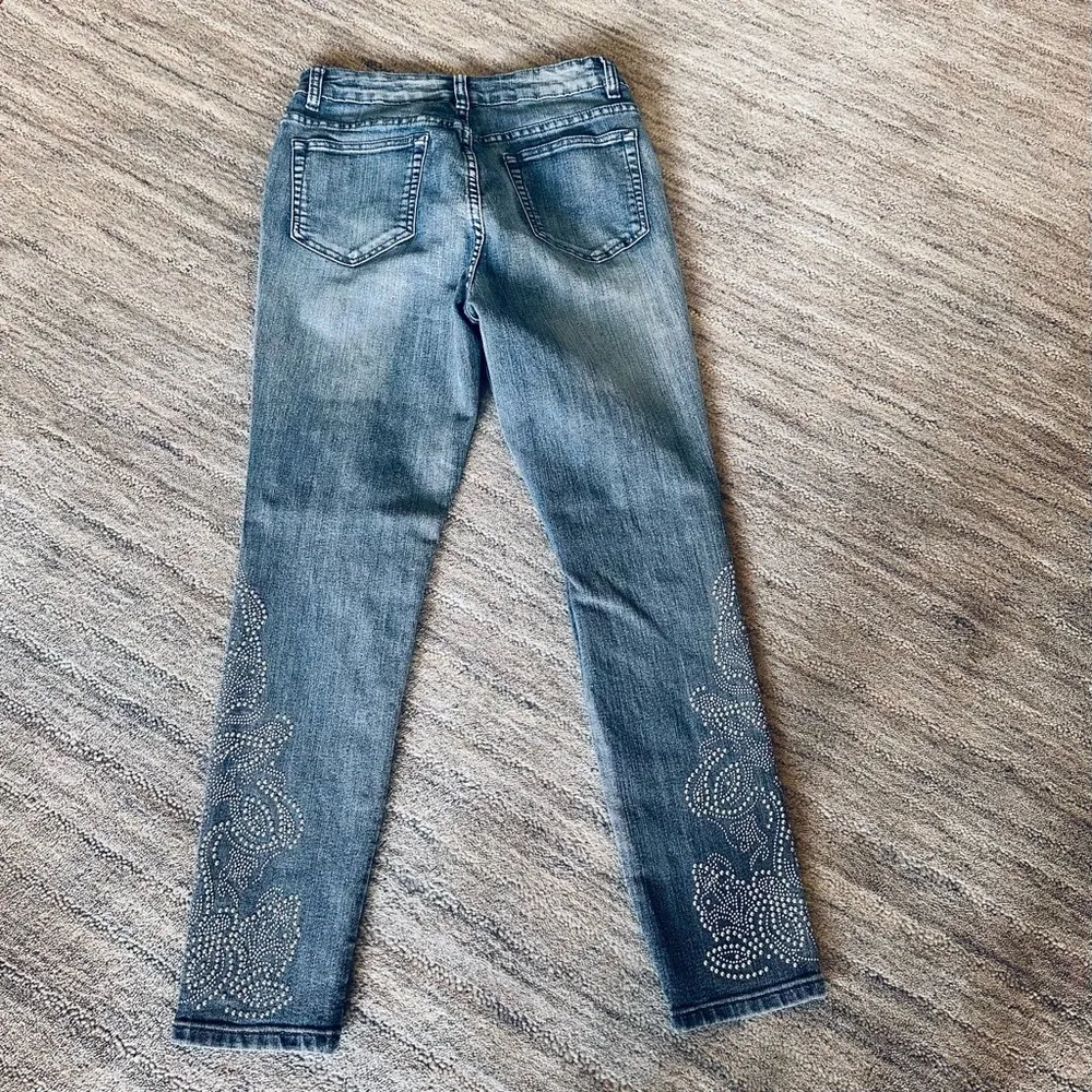 Soft Surroundings Riley Slim Ankle Jeans, Studded Embellishments, High Rise - Image 2