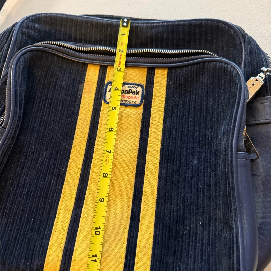 Vintage 70s Samsonite Action Pak Corduroy Shoulder Bag Carryon Weekender Retro Blue - Image 4