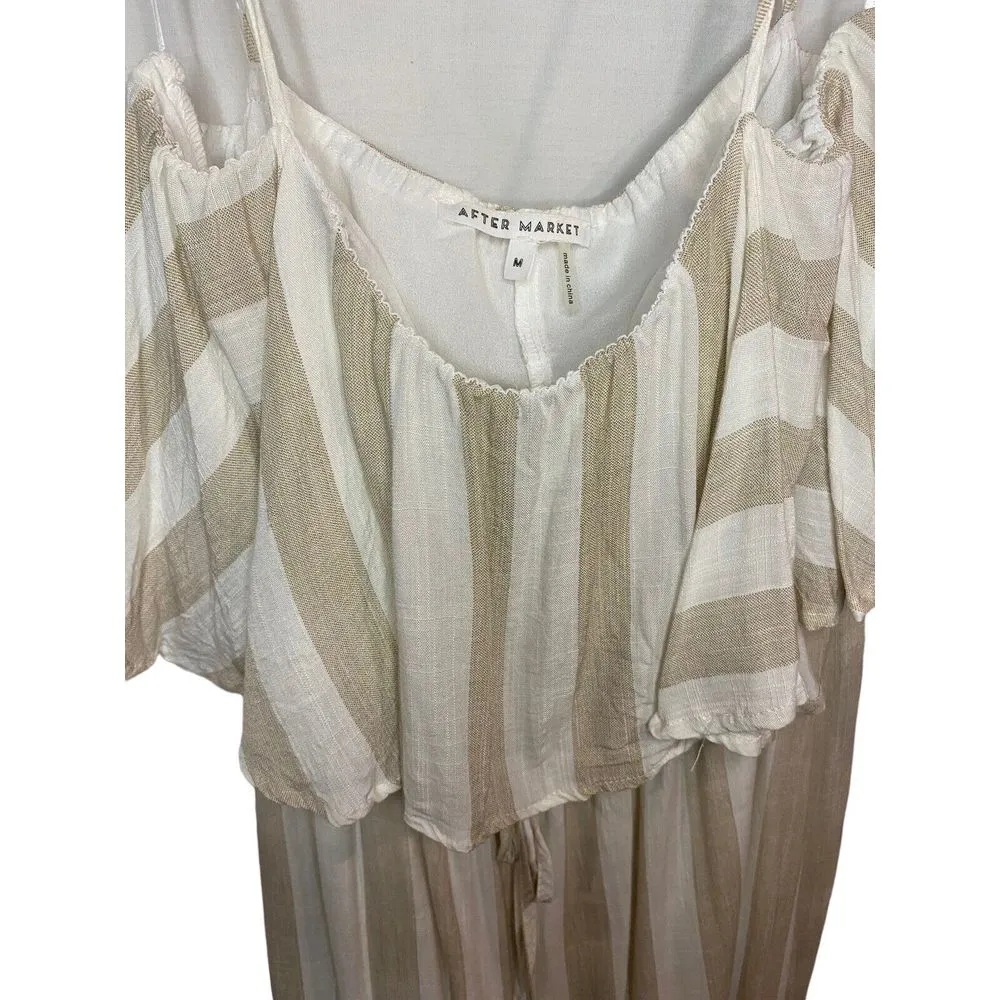 After Market Layered Lightweight Maxi Dress Size Medium Flowing Sundress Tan - Image 2