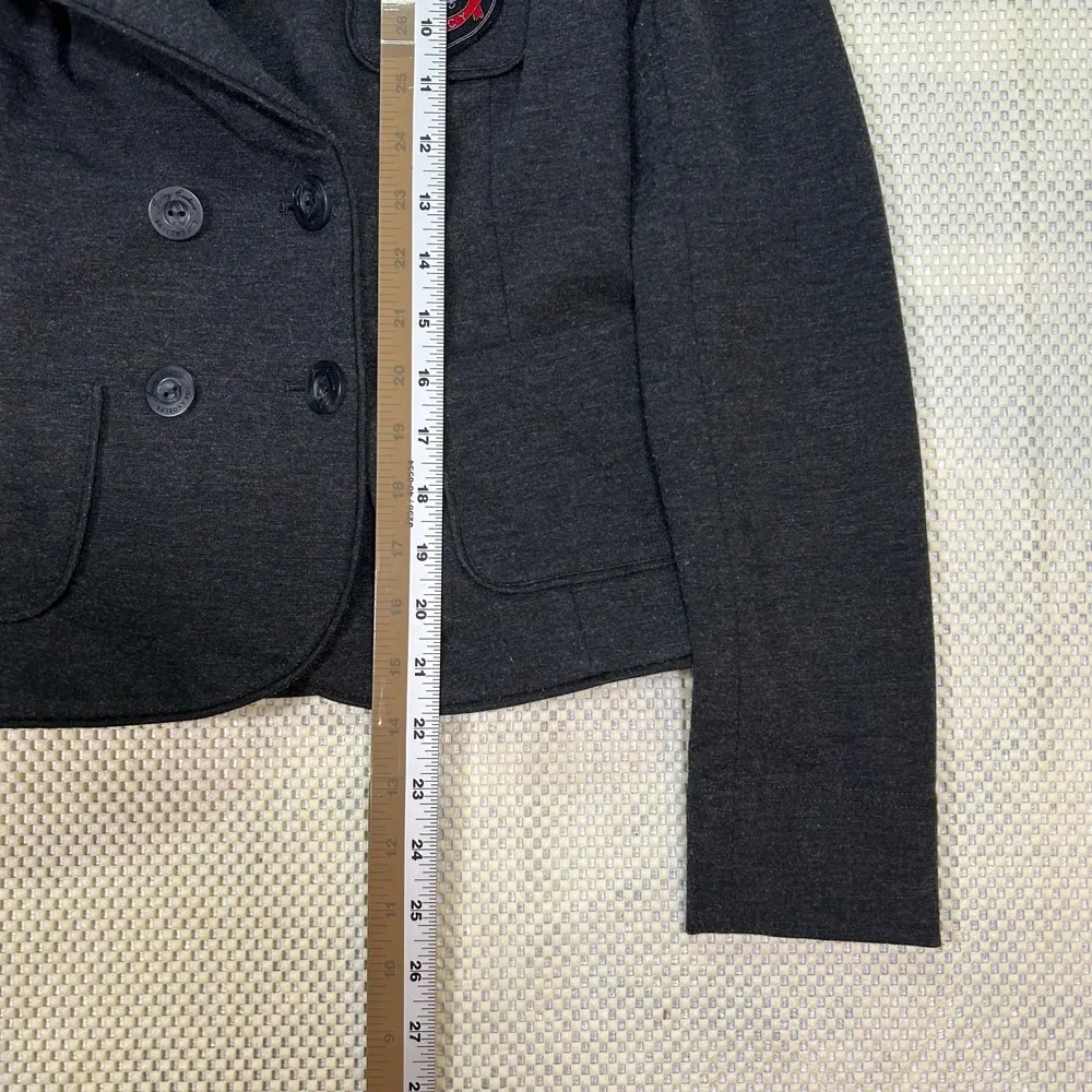 Y2K Juicy Couture School Girl Blazer Jacket Crest Patch Fitted Gray Womens Small - Image 7