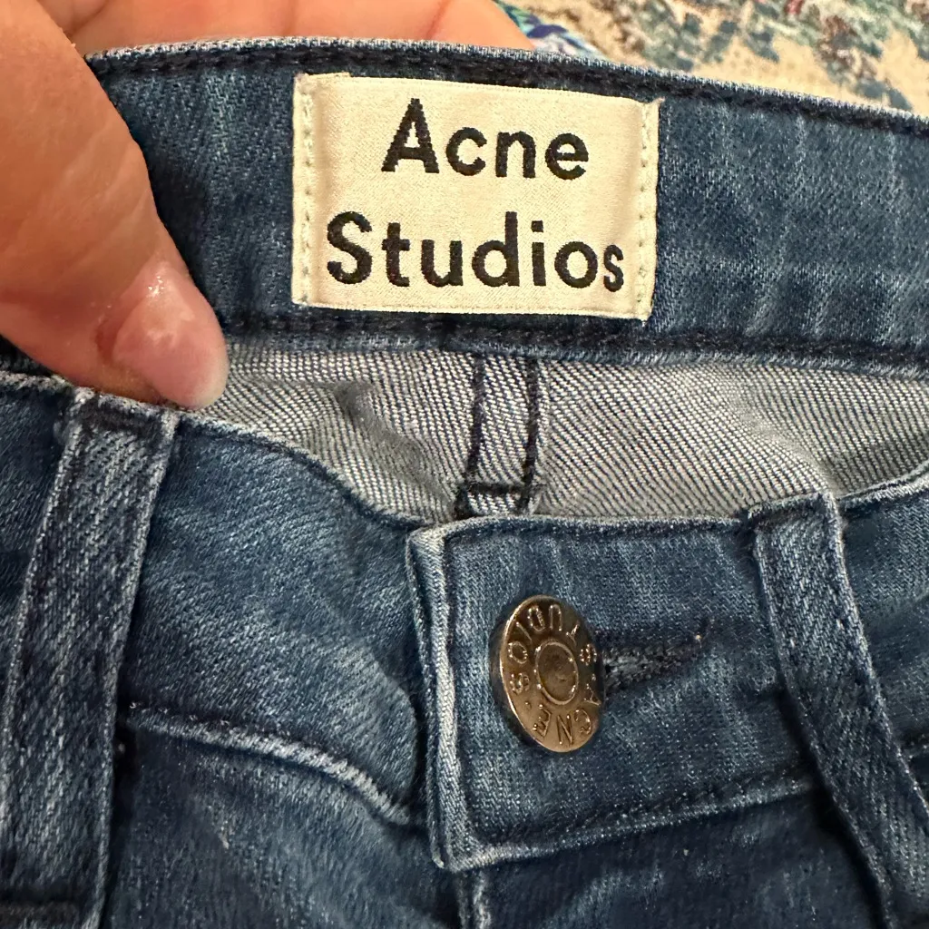 Acne Studios Dark Blue Stretchy Straight Leg Jeans 27 - Image 3