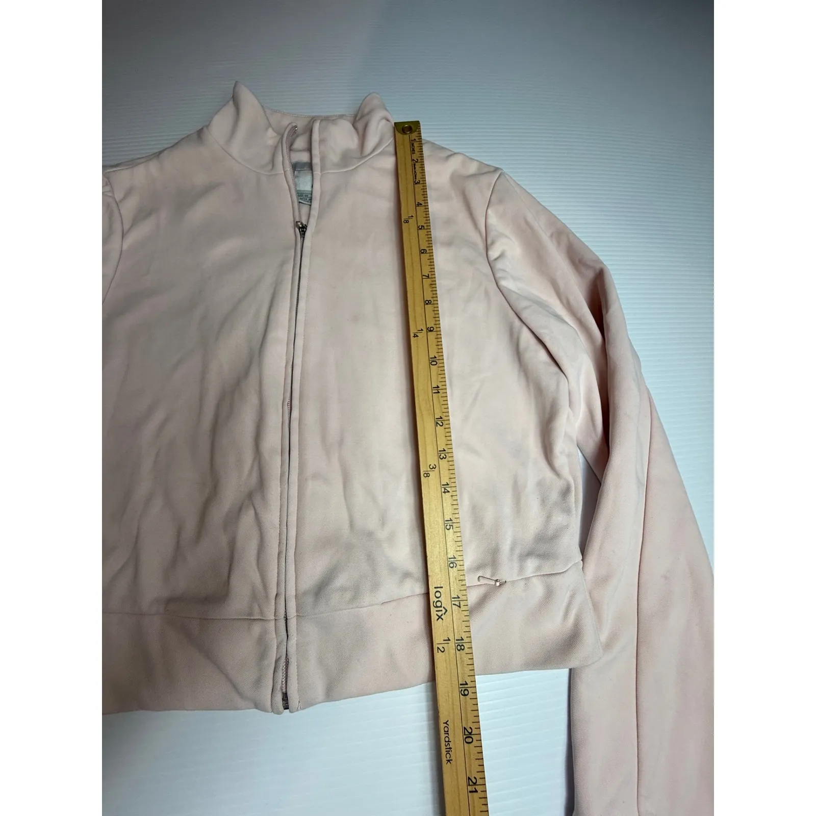 Nike  Women's Full Zip‎ Crop Jacket Blush Pink Mock Neck Pullover Size Medium - Image 4