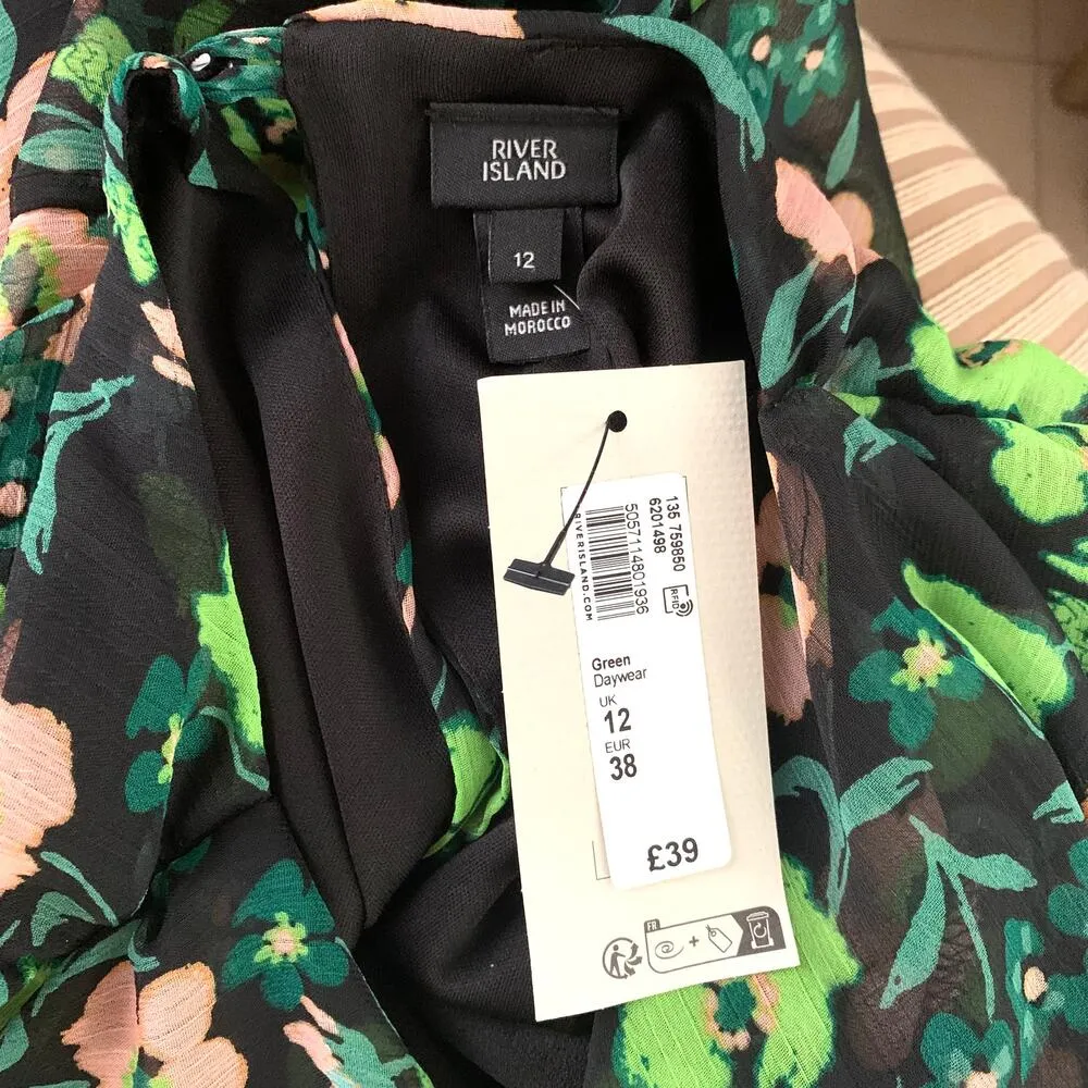 ASOS River Island Cowl Neck Mini Dress in Green Floral - Image 10