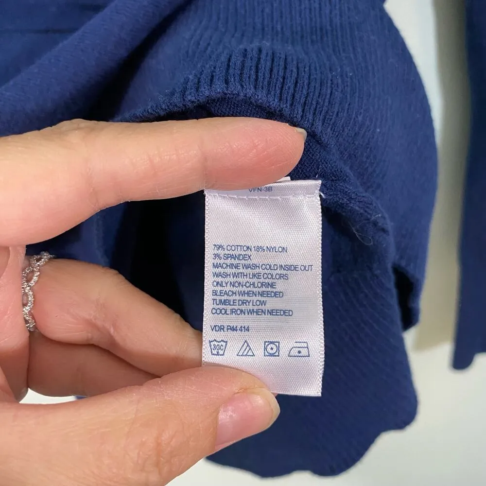 Nautica Navy & Green Striped Square Neck Sweater Size S Coastal Preppy - Image 7