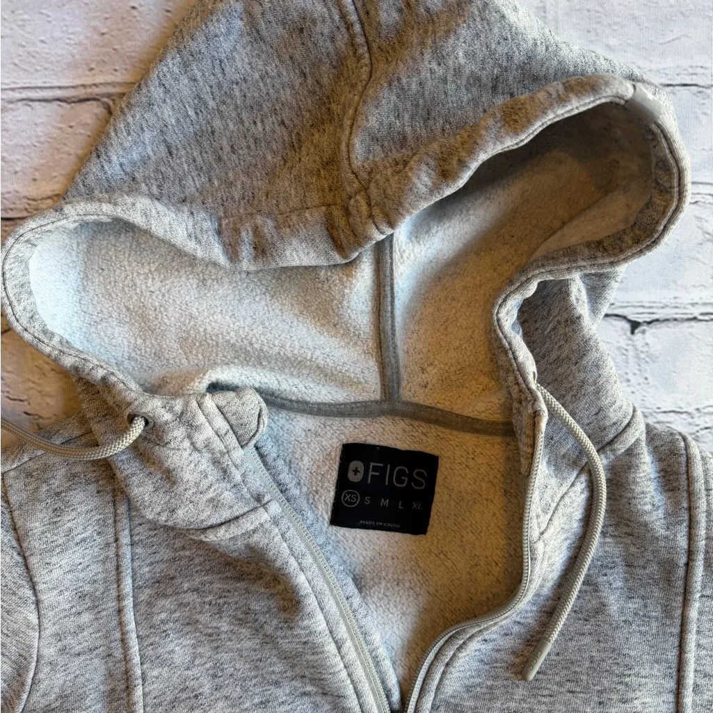 FIGS Sweatshirt Hooded Women's Gray XS Nurse Medical Uniform Full Zip Work EUC - Image 7