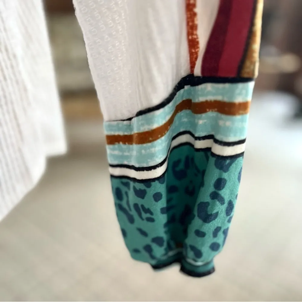 LTX Top Waffle Weave Chenille White S Aqua Relaxed V - Image 8